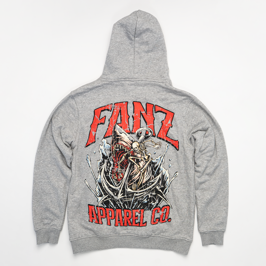 SKELETON v SHARK HOODIE Grey