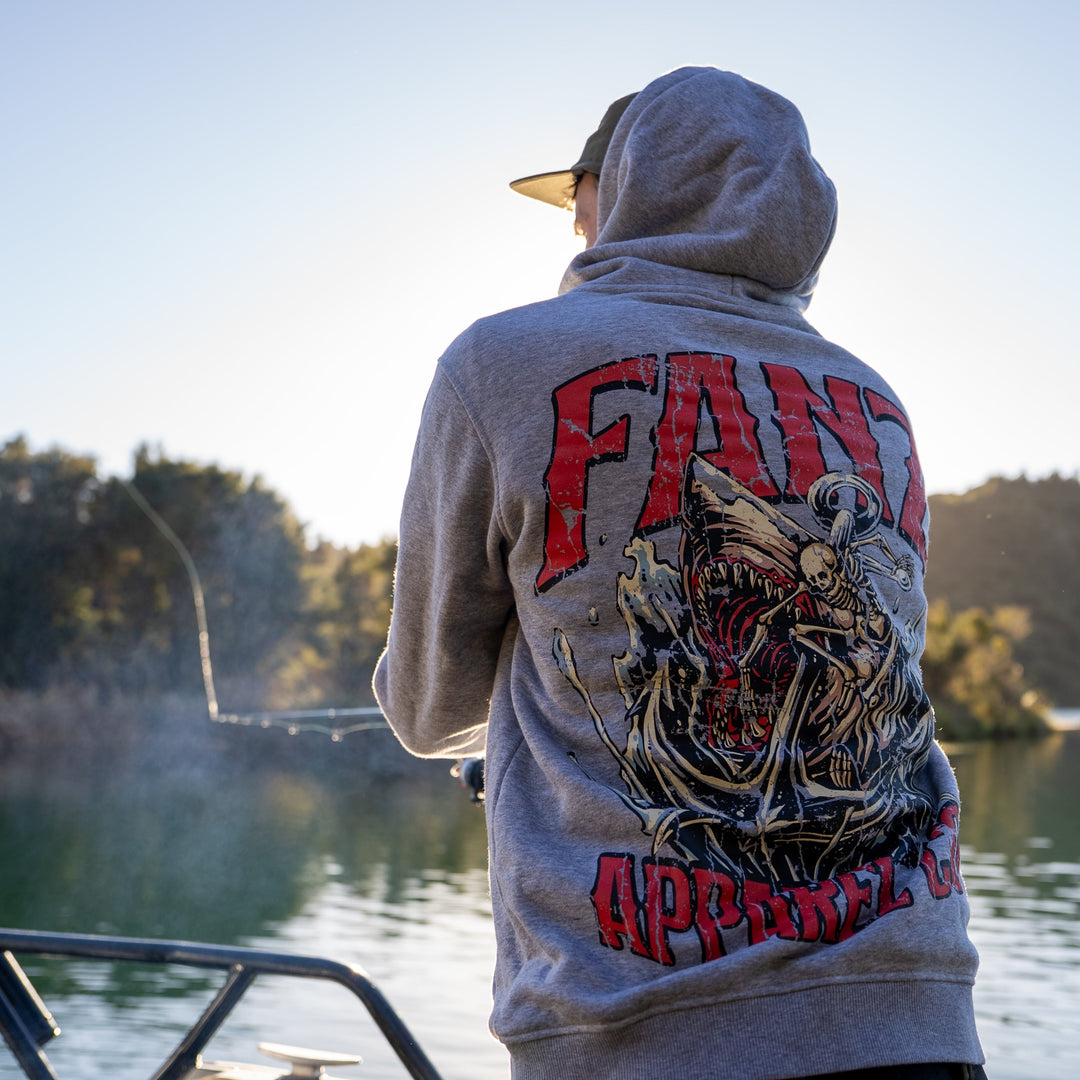 SKELETON v SHARK HOODIE Grey