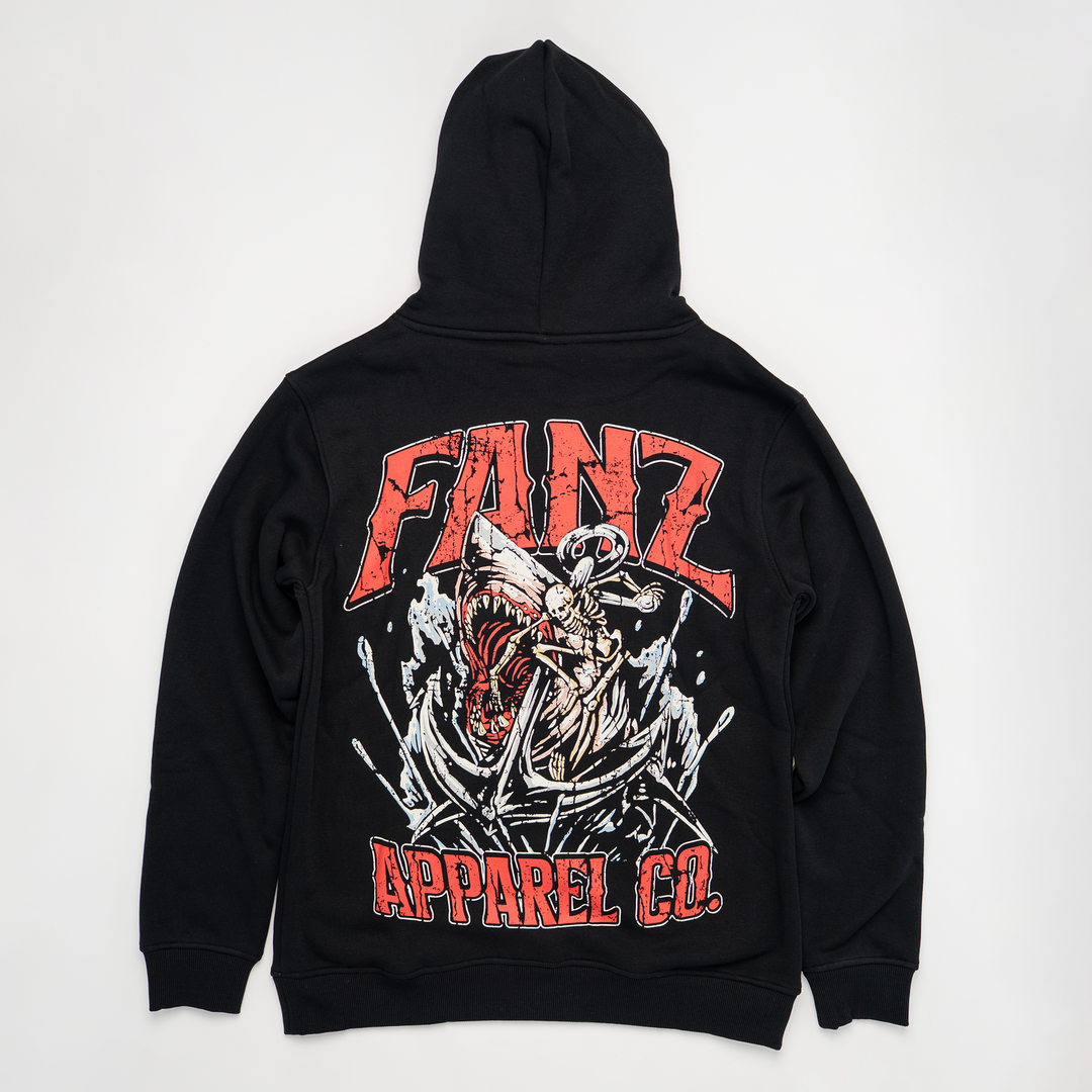 SKELETON v SHARK HOODIE Black